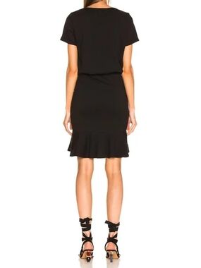 Veronica Beard Black Short-Sleeve Ruffle-Hem Mini Dress